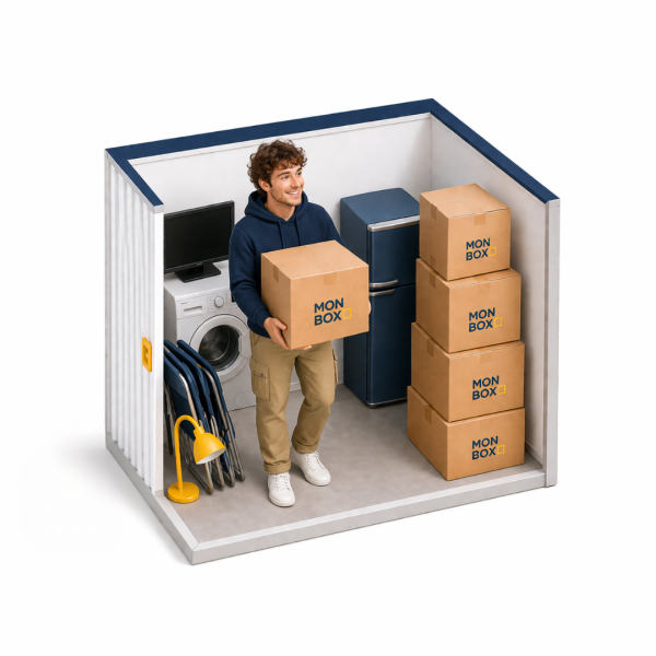 Box de stockage S 2 à 4 m² Lambesc contenu d'un studio, électroménager