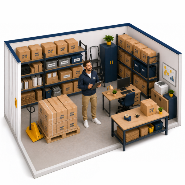Box stockage XL 12 m² et plus Lambesc stock professionnel, grande maison, palette